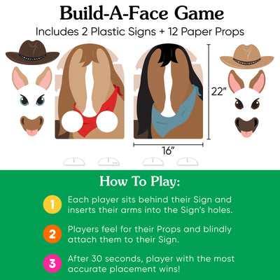 Western Hoedown - Wild West Cowboy Activity - 2 Player Build-A-Face Party Game