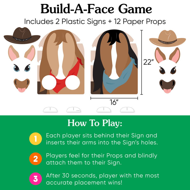 Western Hoedown - Wild West Cowboy Activity - 2 Player Build-A-Face Party Game