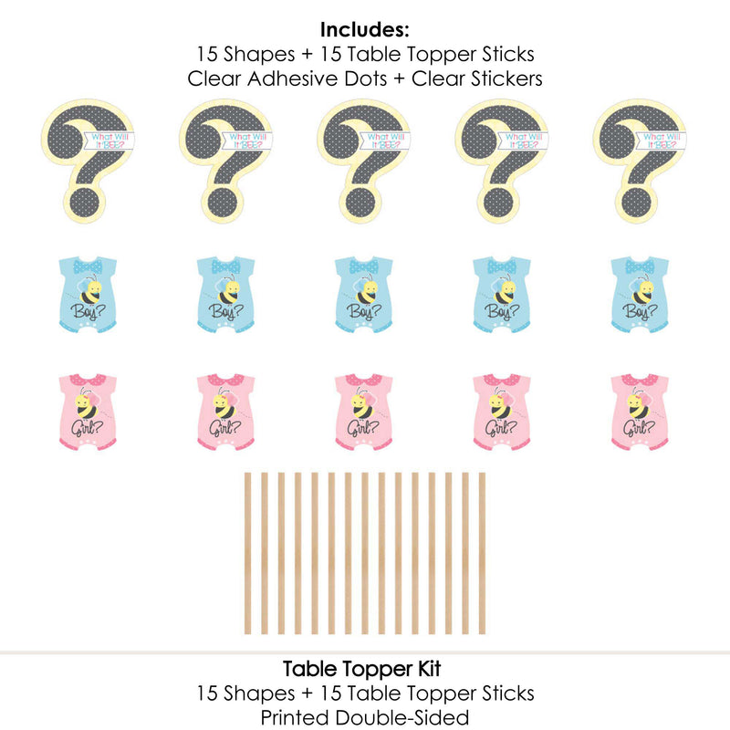 What Will It BEE? - Gender Reveal Party Centerpiece Sticks - Table Toppers - Set of 15