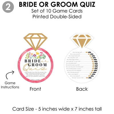 Wildflowers Bride - 4 Boho Floral Bridal Shower Games - 10 Cards Each - Who Knows The Bride Best, Bride or Groom Quiz, What’s in Your Purse and Love - Gamerific Bundle