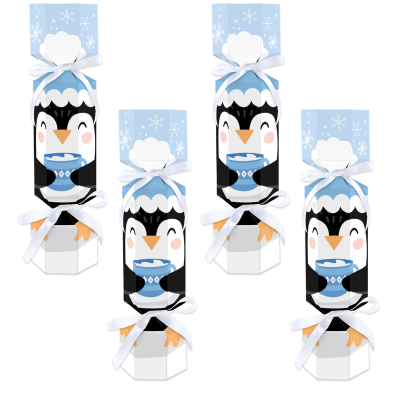 Winter Penguins - No Snap Holiday and Christmas Party Table Favors - DIY Cracker Boxes - Set of 12