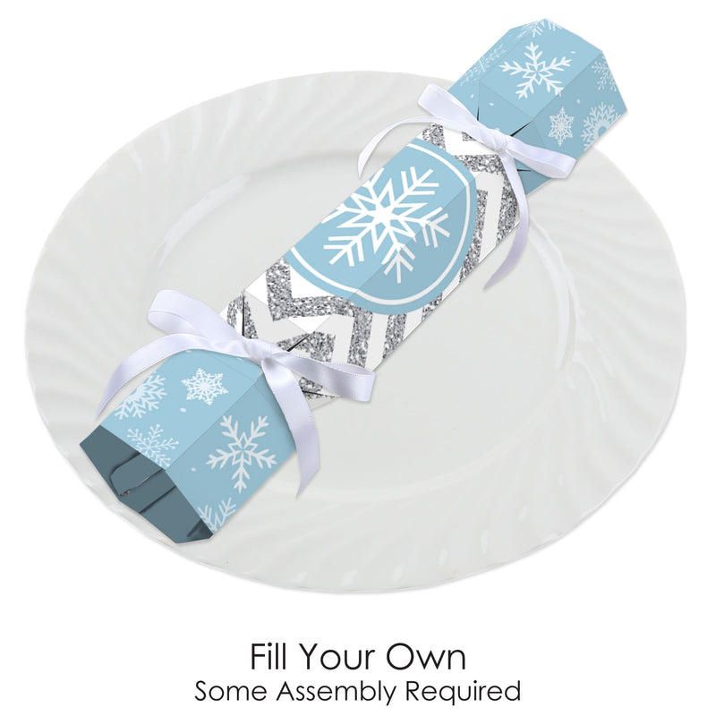 Winter Wonderland - No Snap Snowflake Holiday Party and Winter Wedding Party Table Favors - DIY Cracker Boxes - Set of 12