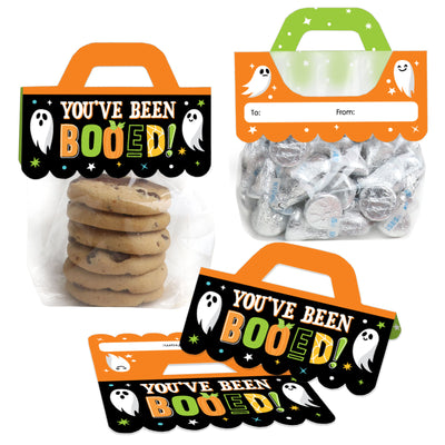 You've Been Booed - DIY Ghost Halloween Party Clear Goodie Favor Bag Labels - Candy Bags with Toppers - Set of 24