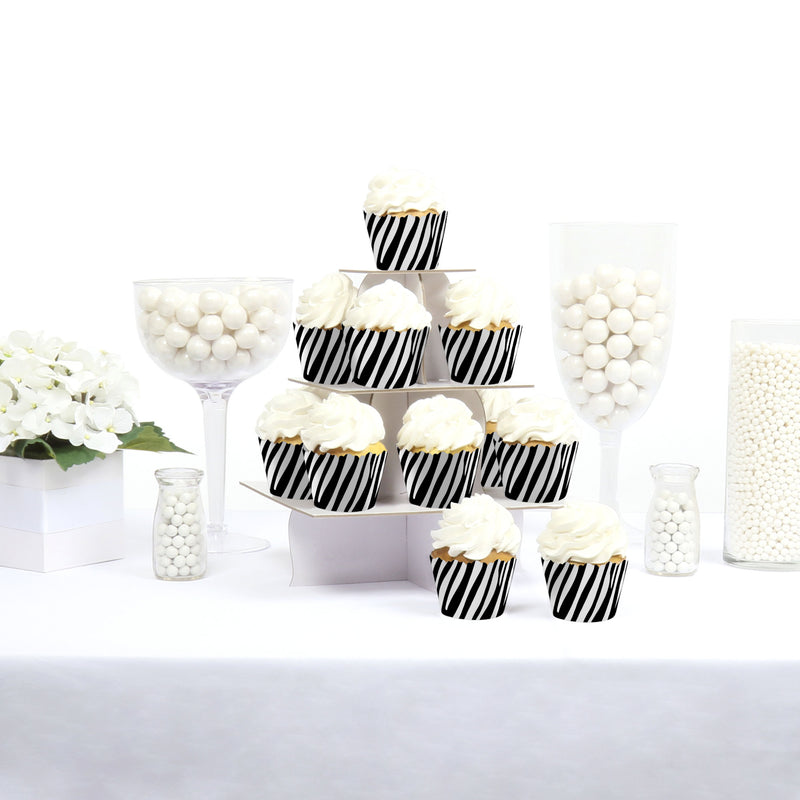 Zebra Print - Safari Party Decorations - Party Cupcake Wrappers - Set of 12