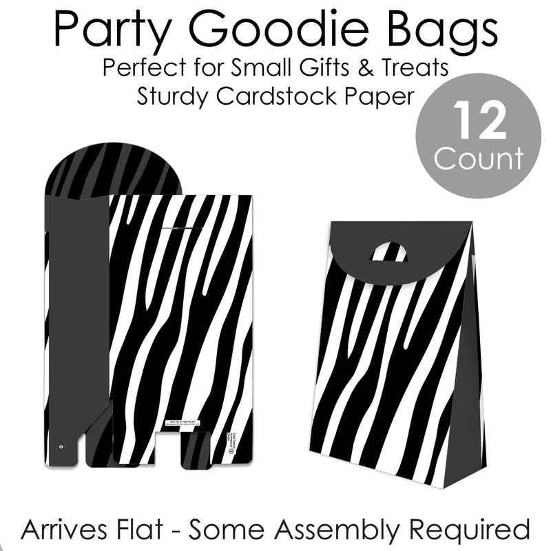 Zebra Print - Safari Gift Favor Bags - Party Goodie Boxes - Set of 12