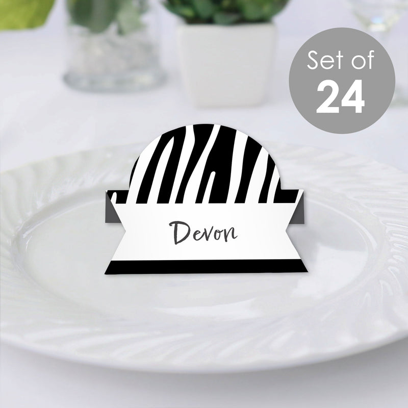 Zebra Print - Safari Party Tent Buffet Card - Table Setting Name Place Cards - Set of 24