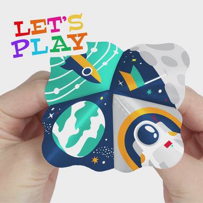 Blast Off to Outer Space - Rocket Ship Baby Shower or Birthday Party Cootie Catcher Game - Jokes and Dares Fortune Tellers - Set of 12