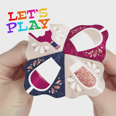 But First, Wine - Wine Tasting Party Cootie Catcher Game - Conversation Starter Fortune Tellers - Set of 12