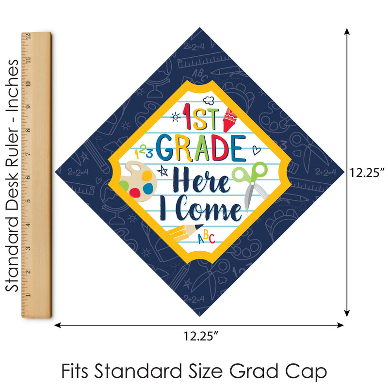 1st Grade Here I Come - Kids Kindergarten Graduation Cap Decorations Kit - Grad Cap Cover