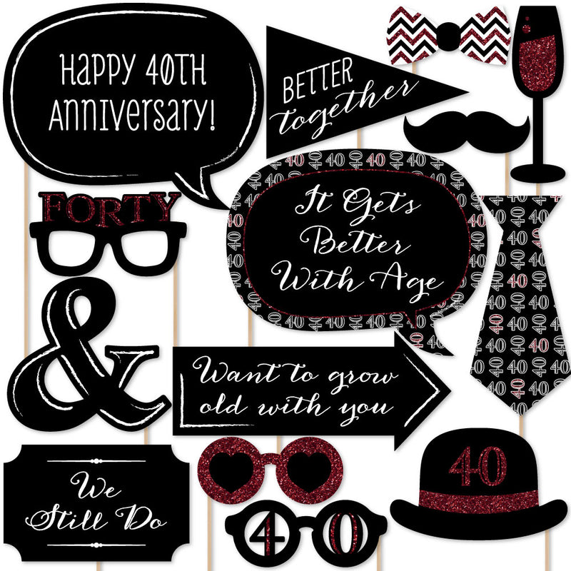 We Still Do - 40th Wedding Anniversary - Anniversary Party Photo Booth Props Kit - 20 Count