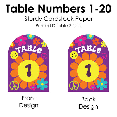 60's Hippie - 1960s Groovy Party Double-Sided 5 x 7 inches Cards - Table Numbers - 1-20