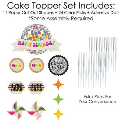 70's Disco - 1970s Disco Fever Birthday Party Cake Decorating Kit - Happy Birthday Cake Topper Set - 11 Pieces