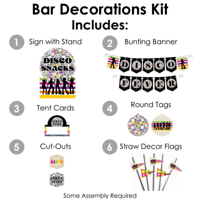 70’s Disco - DIY 1970s Disco Fever Party Signs - Snack Bar Decorations Kit - 50 Pieces