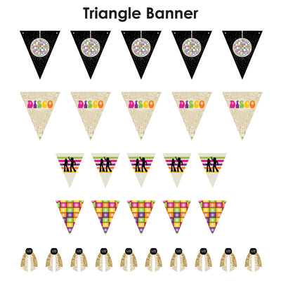70’s Disco - DIY 1970s Disco Fever Party Pennant Garland Decoration - Triangle Banner - 30 Pieces