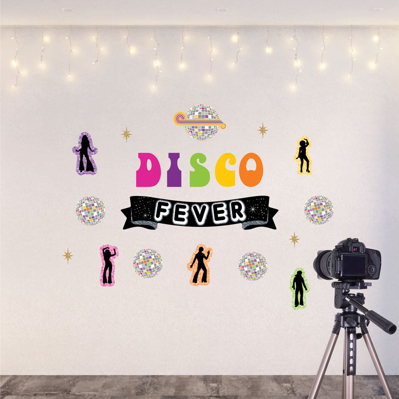 70’s Disco - Peel and Stick 1970s Disco Fever Party Decoration - Wall Decals Backdrop