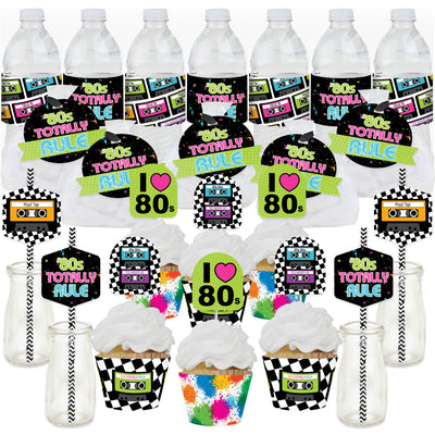 80's Retro - Totally 1980s Party Favors and Cupcake Kit - Fabulous Favor Party Pack - 100 Pieces