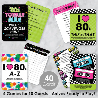 80's Retro - 4 Totally 1980s Party Games - 10 Cards Each - Gamerific Bundle