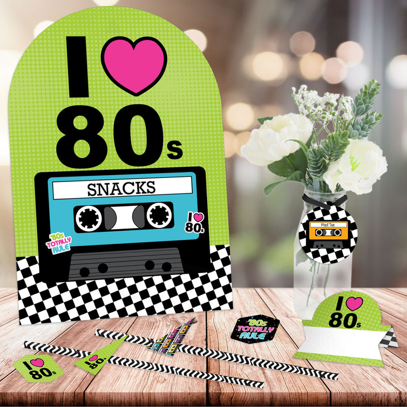 80’s Retro - DIY Totally 1980s Party Signs - Snack Bar Decorations Kit - 50 Pieces