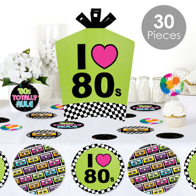 80's Retro - Totally 1980s Party Decor and Confetti - Terrific Table Centerpiece Kit - Set of 30