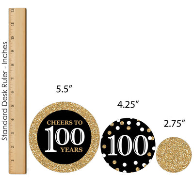 Adult 100th Birthday - Gold - Birthday Party Decor and Confetti - Terrific Table Centerpiece Kit - Set of 30
