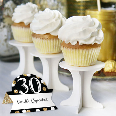 Adult 30th Birthday - Gold - Birthday Party Tent Buffet Card - Table Setting Name Place Cards - Set of 24