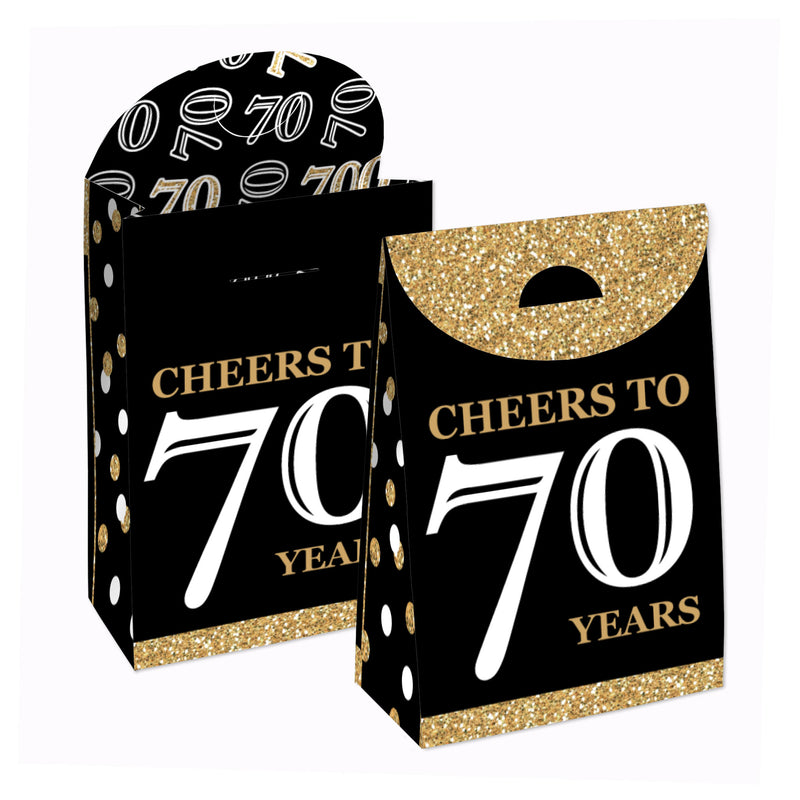 Adult 70th Birthday - Gold - Birthday Gift Favor Bags - Party Goodie Boxes - Set of 12