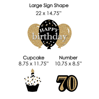 Adult 70th Birthday - Gold - Yard Sign & Outdoor Lawn Decorations - Birthday Party Yard Signs - Set of 8