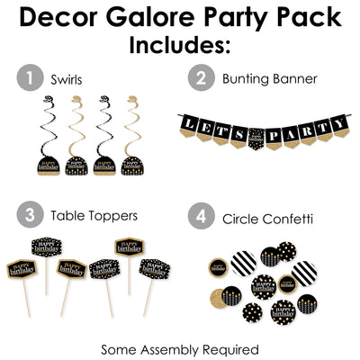 Adult Happy Birthday - Gold - Birthday Party Supplies Decoration Kit - Decor Galore Party Pack - 51 Pieces