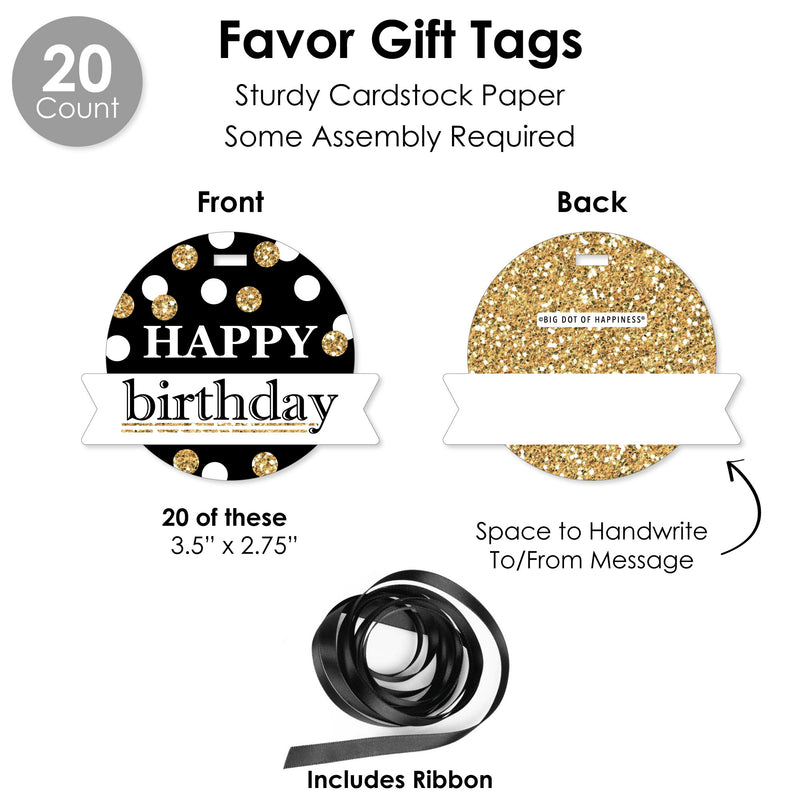 Adult Happy Birthday - Gold - Birthday Party Favors and Cupcake Kit - Fabulous Favor Party Pack - 100 Pieces
