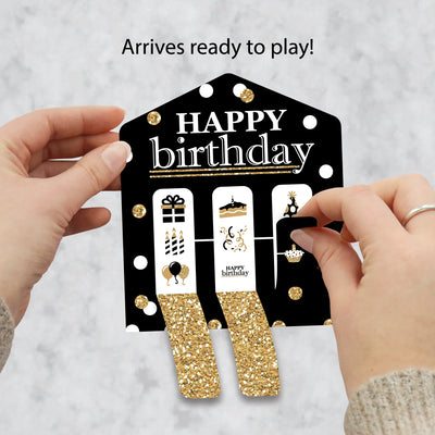 Adult Happy Birthday - Gold - Birthday Party Game Pickle Cards - Pull Tabs 3-in-a-Row - Set of 12