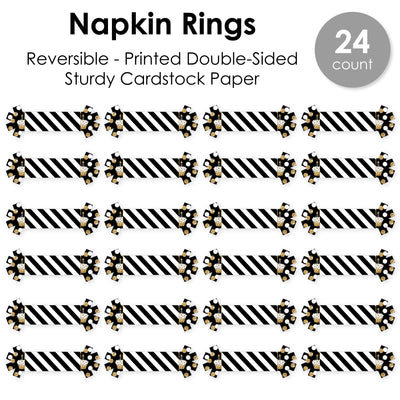 Adult Happy Birthday - Gold - Birthday Party Paper Napkin Holder - Napkin Rings - Set of 24