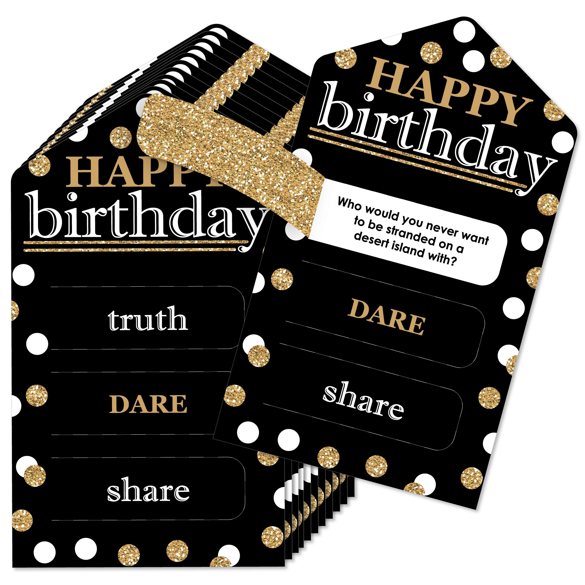 Adult Happy Birthday - Gold - Birthday Party Game Pickle Cards