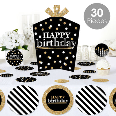 Adult Happy Birthday - Gold - Birthday Party Decor and Confetti - Terrific Table Centerpiece Kit - Set of 30