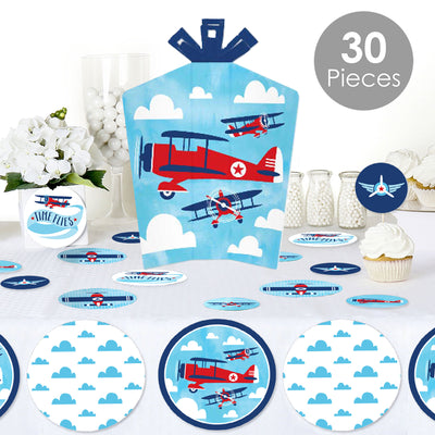Taking Flight - Airplane - Vintage Plane Baby Shower or Birthday Party Decor and Confetti - Terrific Table Centerpiece Kit - Set of 30