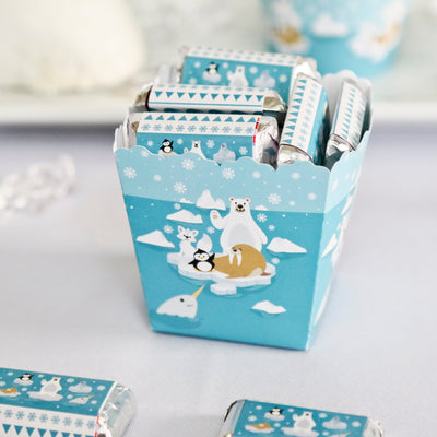 Arctic Polar Animals - Party Mini Favor Boxes - Winter Baby Shower or Birthday Party Treat Candy Boxes - Set of 12