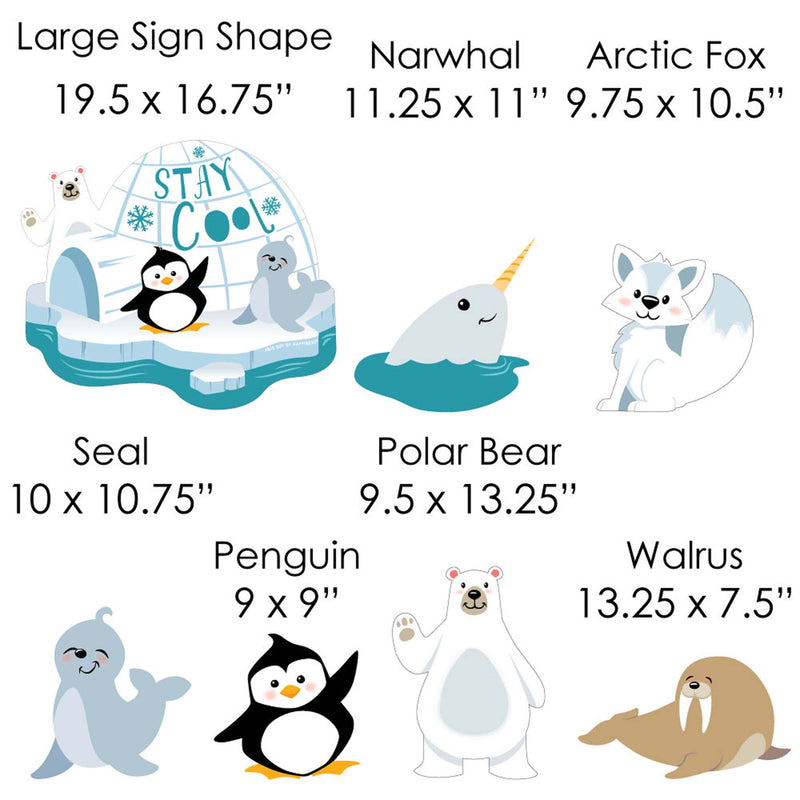 Arctic Polar Animals - Yard Sign and Outdoor Lawn Decorations - Winter Baby Shower or Birthday Party Yard Signs - Set of 8