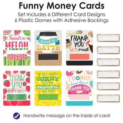 Assorted Thank You - DIY Cash Holder Gift - Funny Money Cards - Set of 6