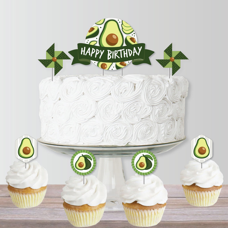 Hello Avocado - Fiesta Birthday Party Cake Decorating Kit - Happy Birthday Cake Topper Set - 11 Pieces