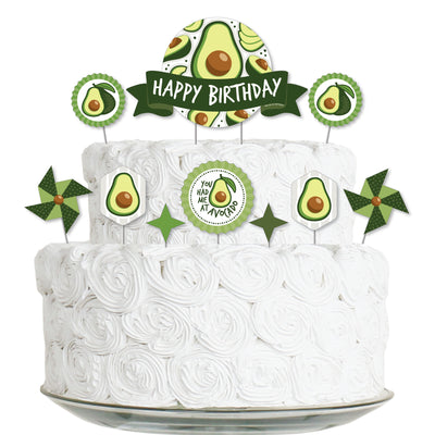Hello Avocado - Fiesta Birthday Party Cake Decorating Kit - Happy Birthday Cake Topper Set - 11 Pieces