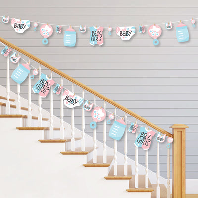 Baby Gender Reveal - Team Boy or Girl Party DIY Decorations - Clothespin Garland Banner - 44 Pieces