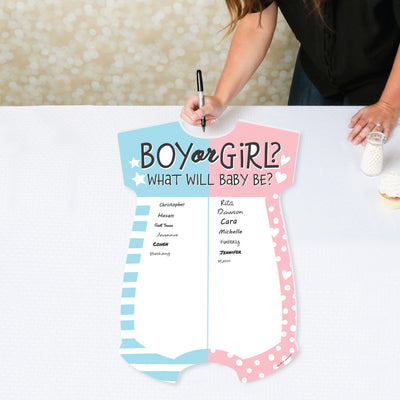 Baby Gender Reveal - Baby Bodysuit Guest Book Sign - Team Boy or Girl Party Guestbook Alternative - Signature Mat
