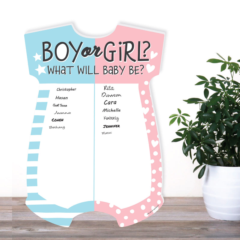 Baby Gender Reveal - Baby Bodysuit Guest Book Sign - Team Boy or Girl Party Guestbook Alternative - Signature Mat