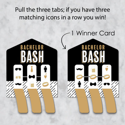 Bachelor Bash - Men's Bachelor Party Game Pickle Cards - Pull Tabs 3-in-a-Row - Set of 12