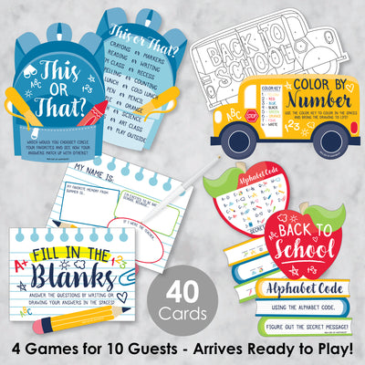 Back to School - 4 First Day of School Classroom Games - 10 Cards Each - Gamerific Bundle