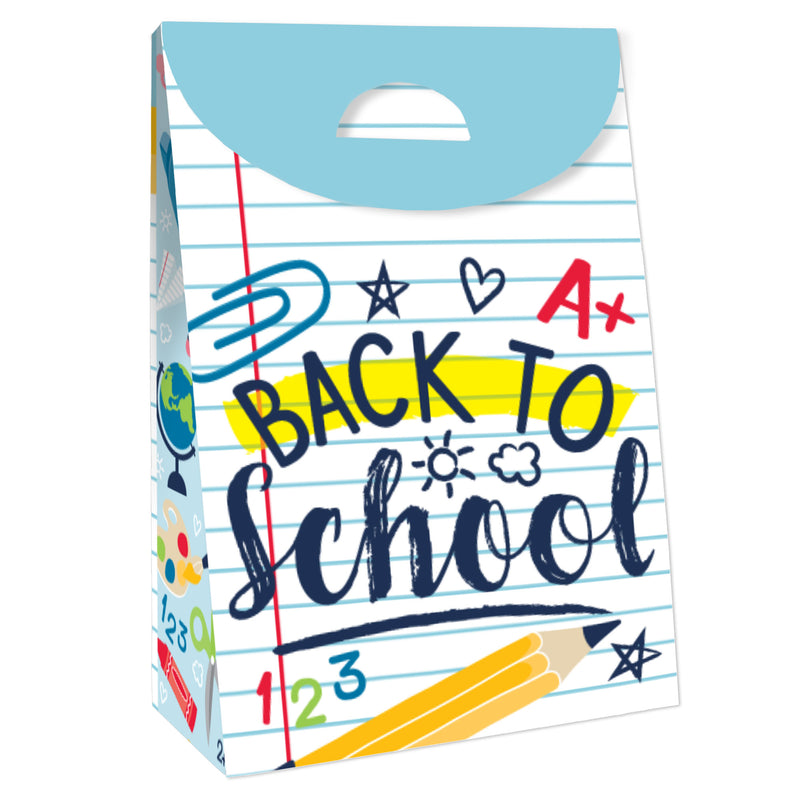 Back to School - First Day of School Classroom Gift Favor Bags - Party Goodie Boxes - Set of 12