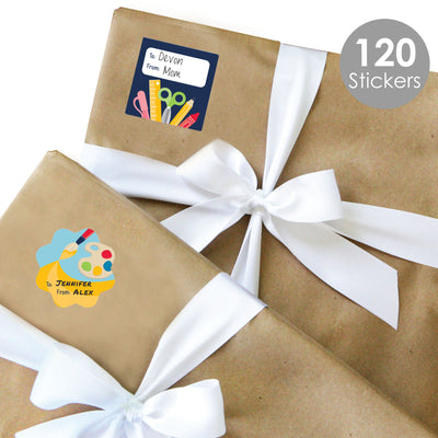 Back to School - Assorted First Day of School Classroom Gift Tag Labels - To and From Stickers - 12 Sheets - 120 Stickers