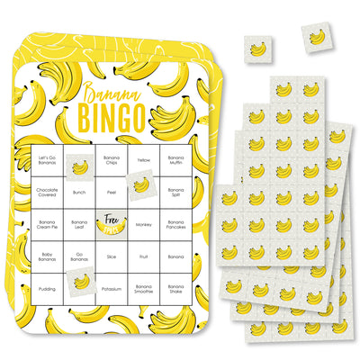Let's Go Bananas - Bingo Cards and Markers - Tropical Party Bingo Game - Set of 18
