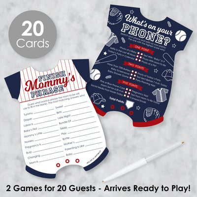 Batter Up - Baseball - 2-in-1 Baby Shower Cards - Activity Duo Games - Set of 20