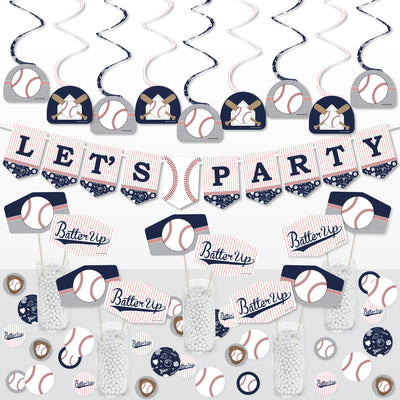 Batter Up - Baseball - Baby Shower or Birthday Party Supplies Decoration Kit - Decor Galore Party Pack - 51 Pieces