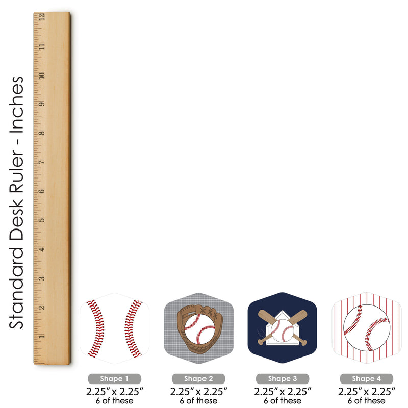 Batter Up - Baseball - Baby Shower or Birthday Party Scavenger Hunt - 1 Stand and 48 Game Pieces - Hide and Find Game